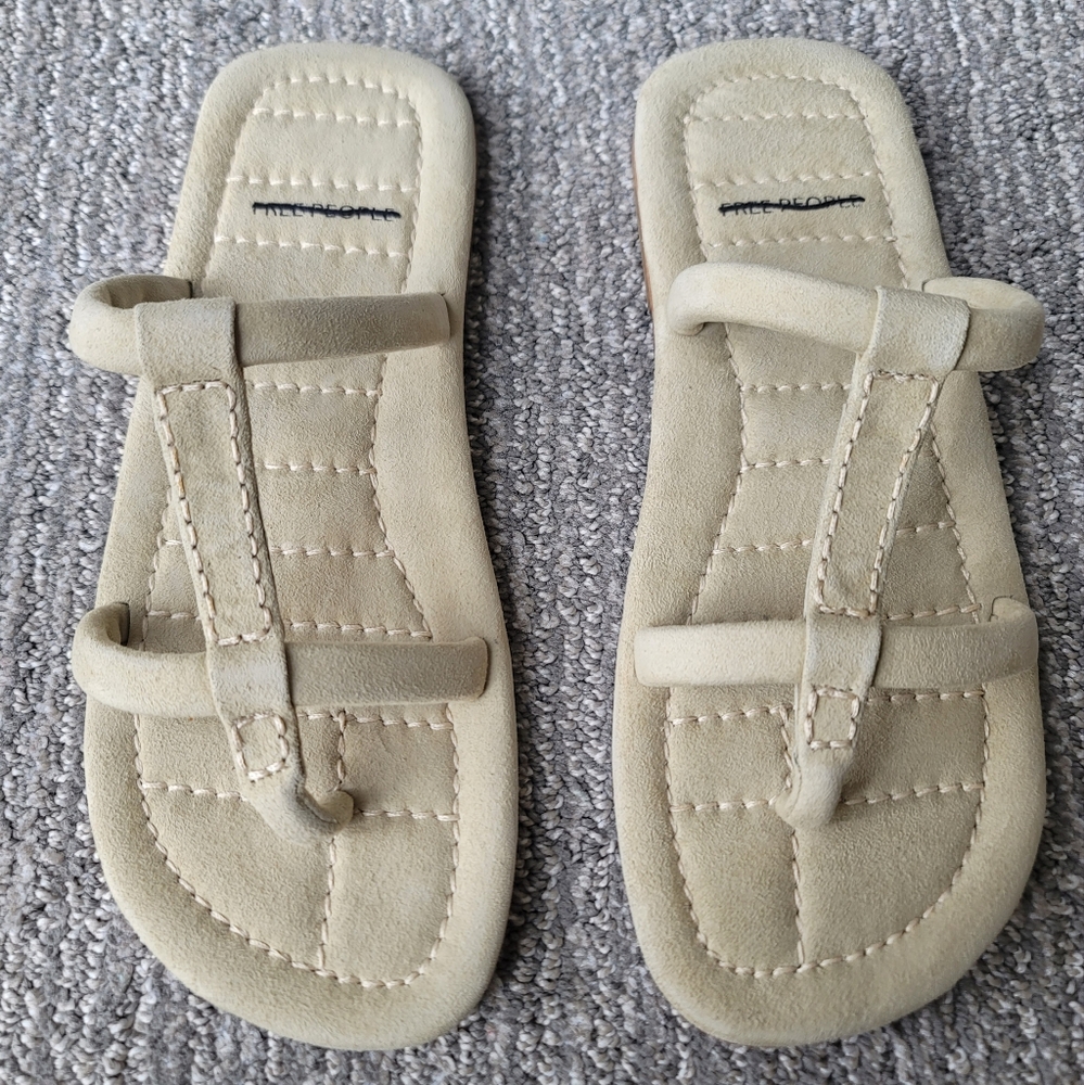 NIB Free People Hadden Suede Slide Sandal, Size 9.5, Color Beige